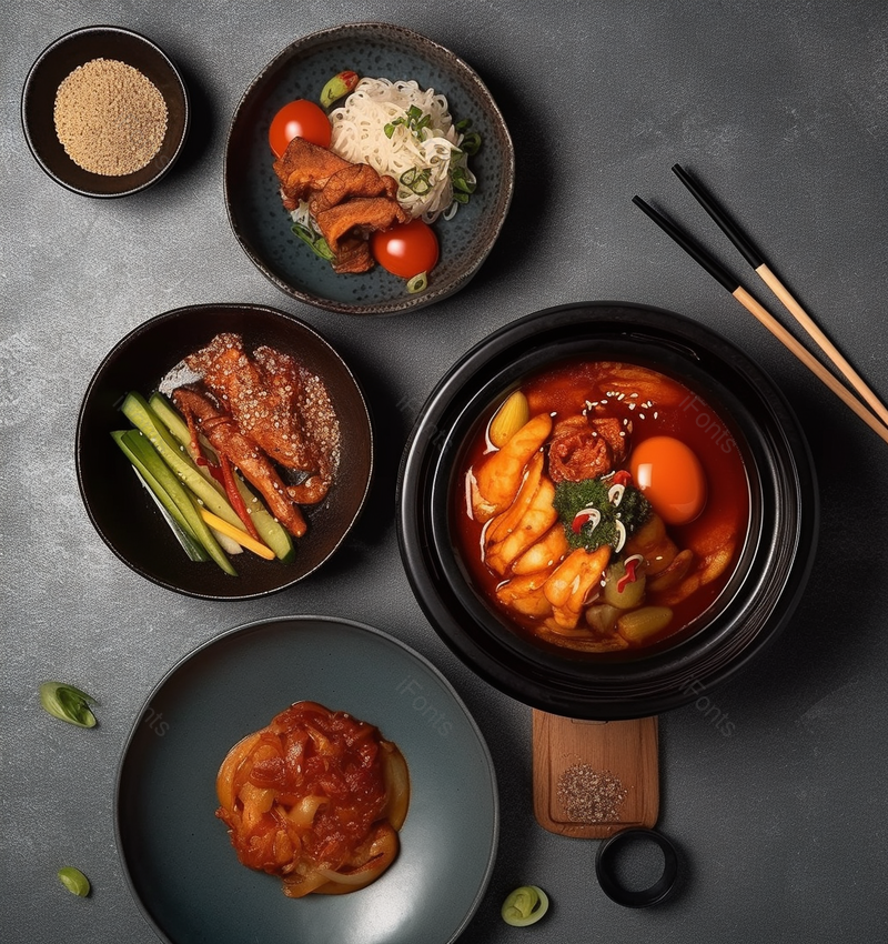 特色小吃韩式料理泡菜组合套餐摄影图,高清,摄影图,摄影图片,图片大全,摄影图免费下载